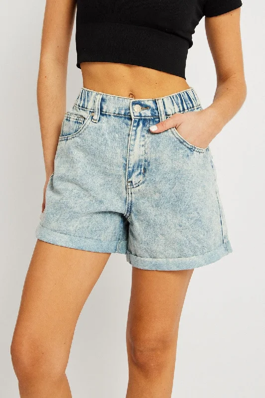 Denim Relaxed Short Elastic Waist