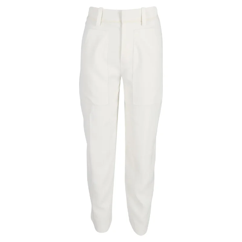 Chloé Straight Leg Trousers in Cream Cotton