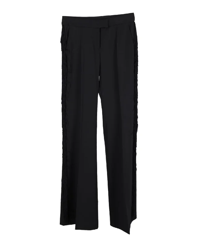 Stella McCartney Fringed Trousers in Black Wool