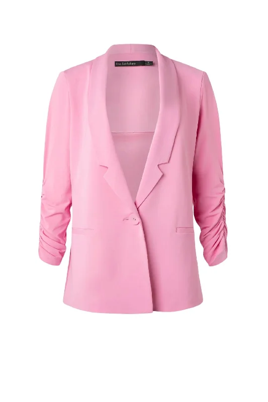 Boyfriend Rushed Sleeve Jacket In Rose Blush