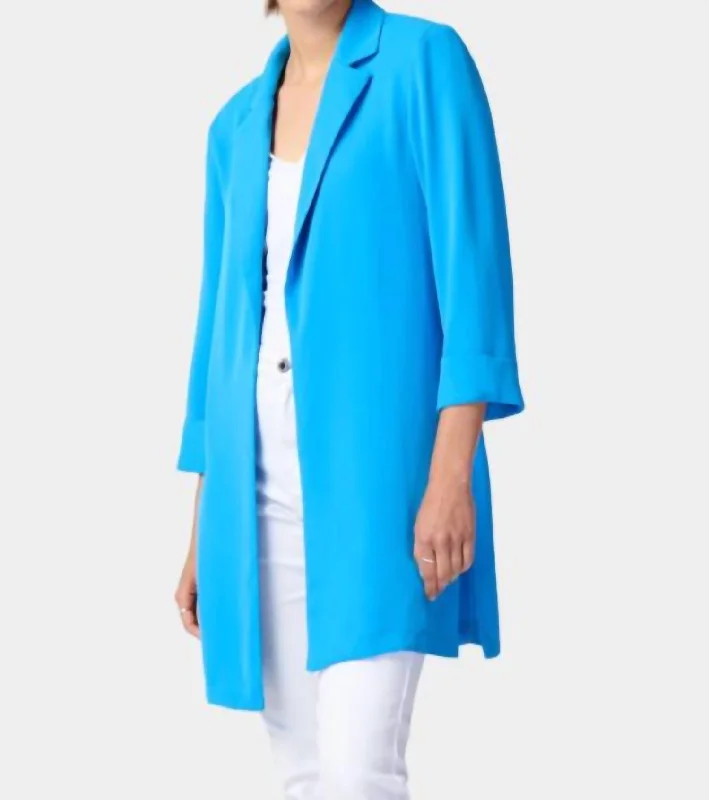 Classic Long Blazer In French Blue