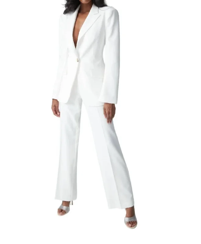 Single Button Trompette Sleeve Jacket In Ivory