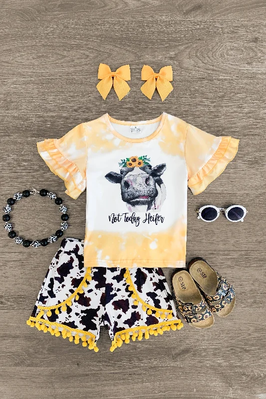 "Not Today Heifer" Yellow Short Set